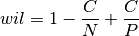 wil = 1 - \frac{C}{N} + \frac{C}{P}